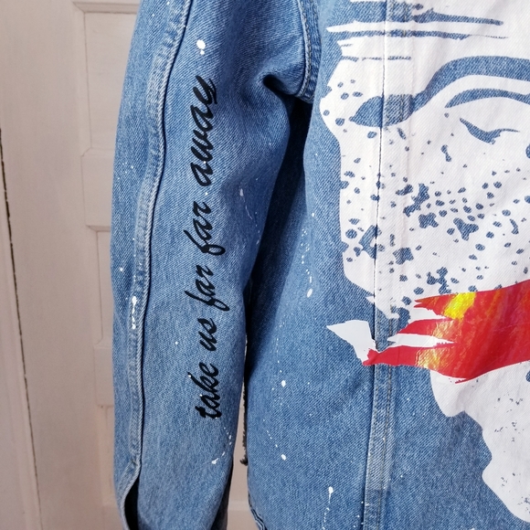Zara Printed Critical Thinker Denim Jacket, Size S - Picture 10 of 16